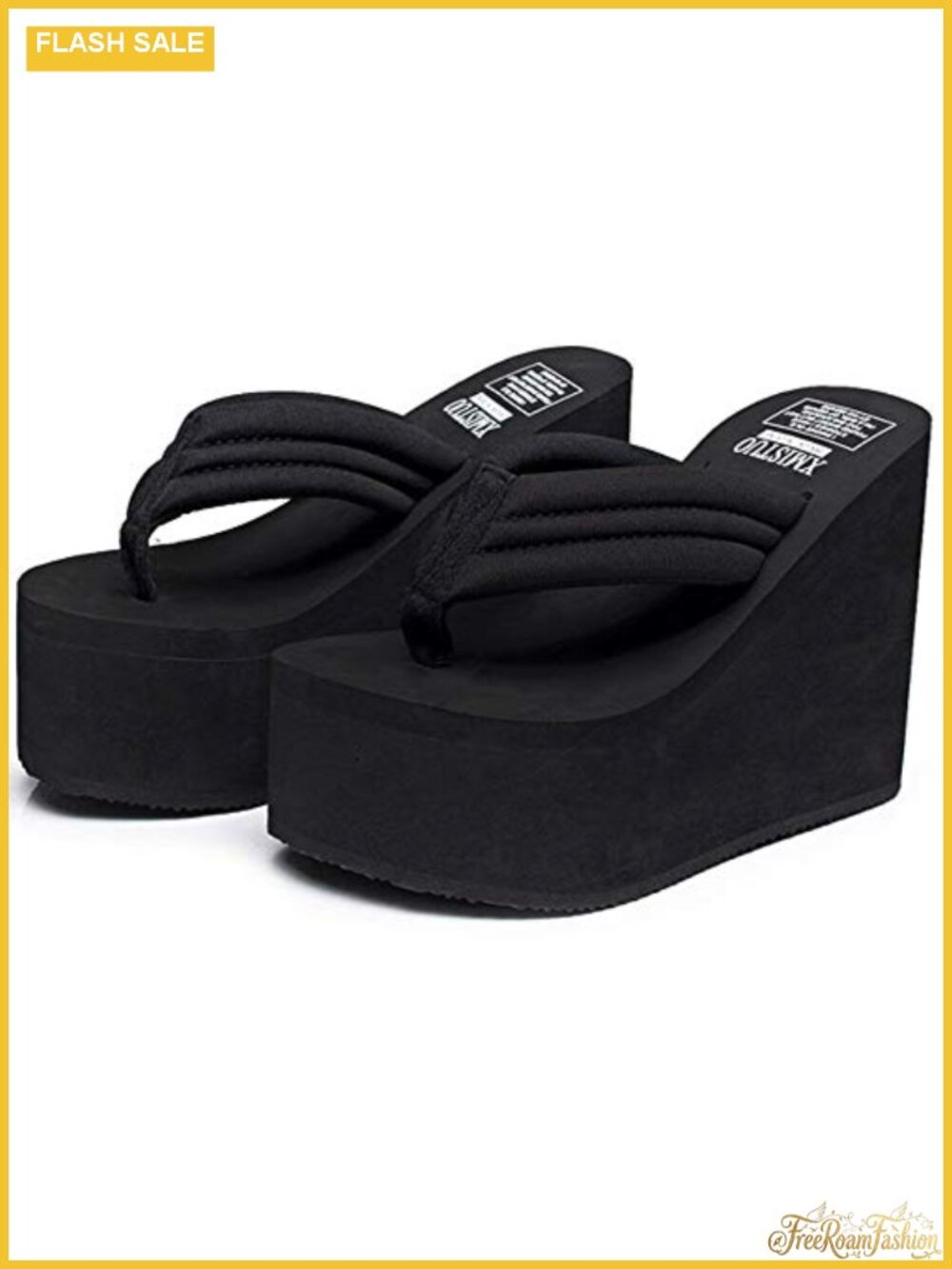 QZUnique Women's Platform Wedge Flip Flop Thong Sandals Arch Support Slip On